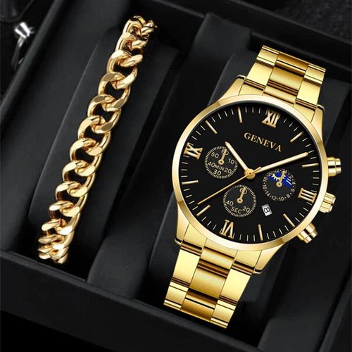 2 IN 1 Men’s Watch Fashion Waterproof Sport Quartz Business Watch