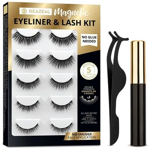 Reazeal Magnetic Eyelashes, Natural Look-No Glue Needed (5 Ppairs)